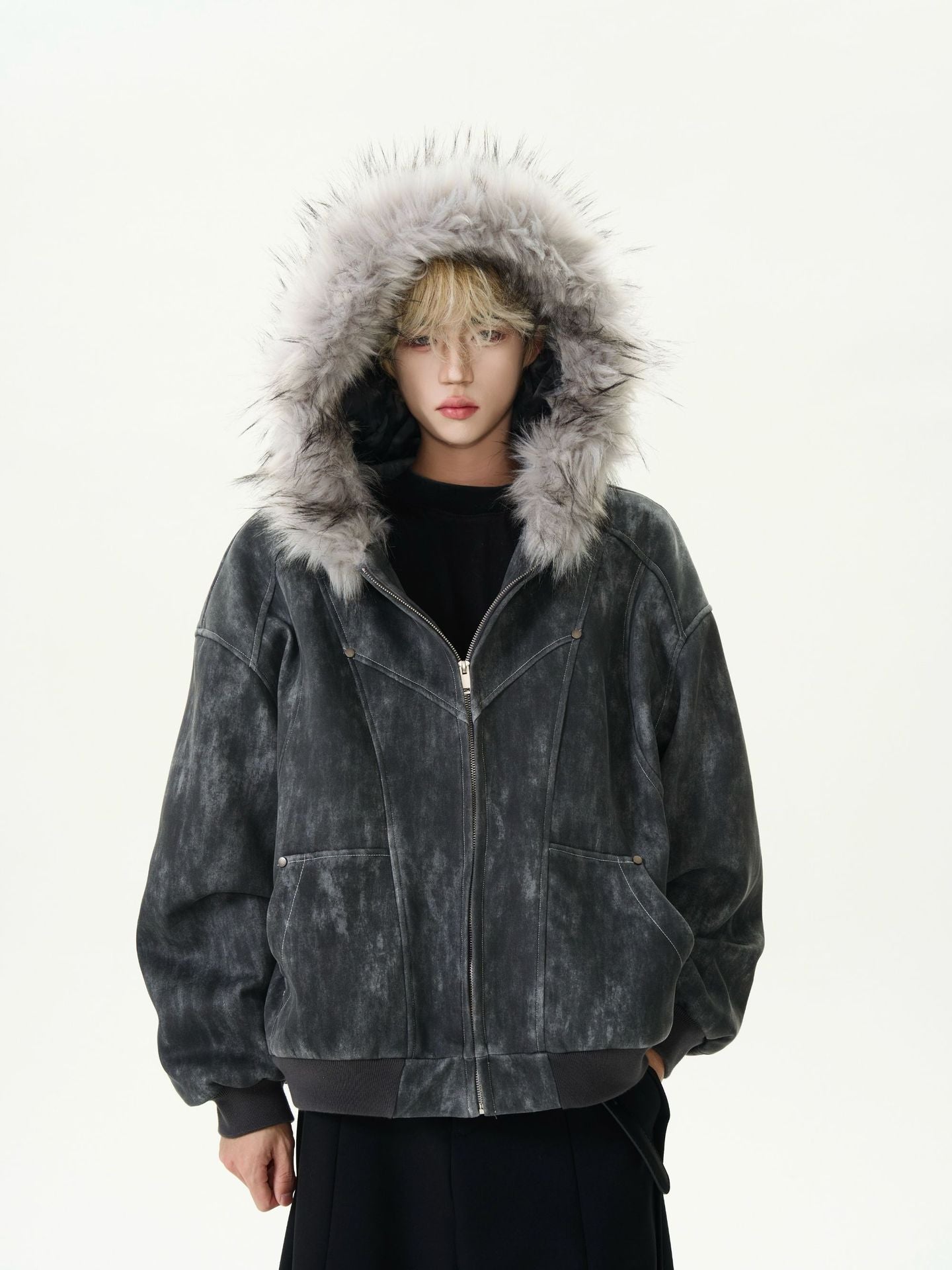 Unisex Edge Line Design Boa Jacket ボアジャケット ユニセックス
