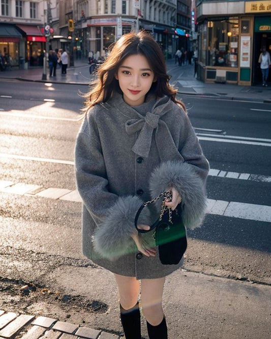 グレーウールコート