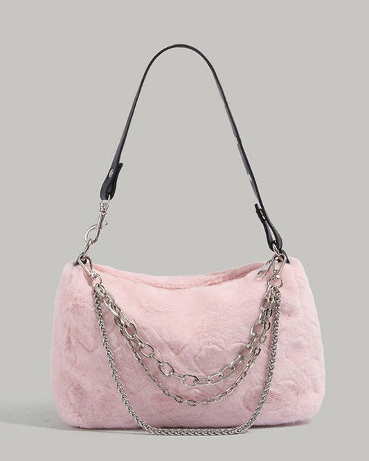 ピンクファー ショルダーバック