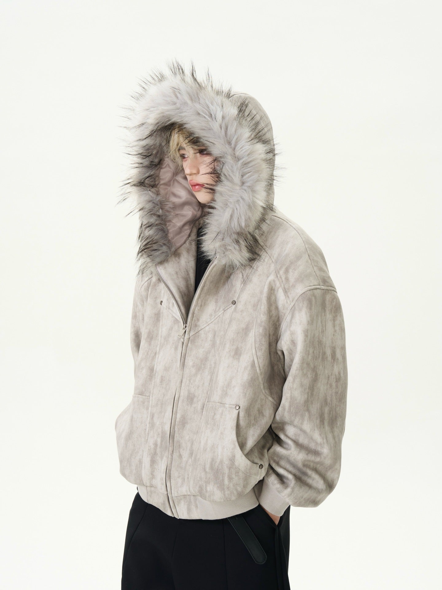 Unisex Edge Line Design Boa Jacket ボアジャケット ユニセックス
