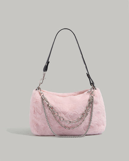 ピンクファー　ショルダーバック