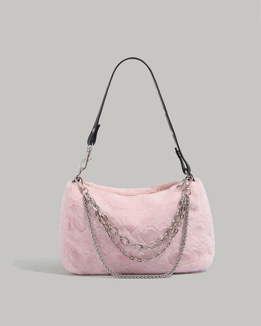 ピンクファー　ショルダーバック