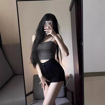 ブラックデニムショーツ