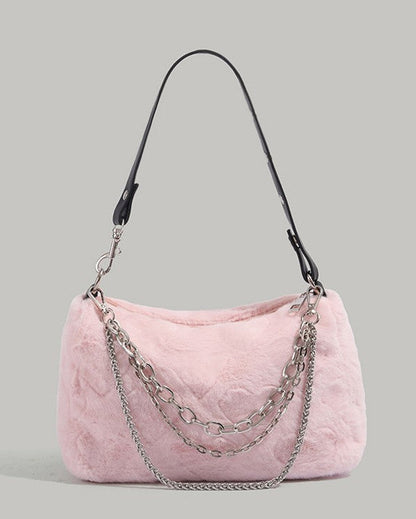 ピンクファー　ショルダーバック