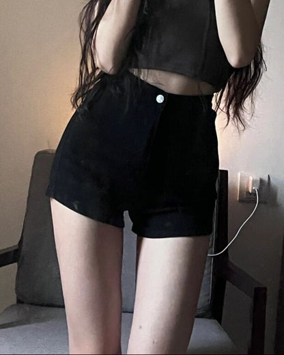 ブラックデニムショーツ