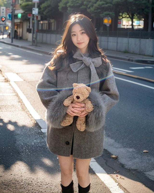 グレーウールコート