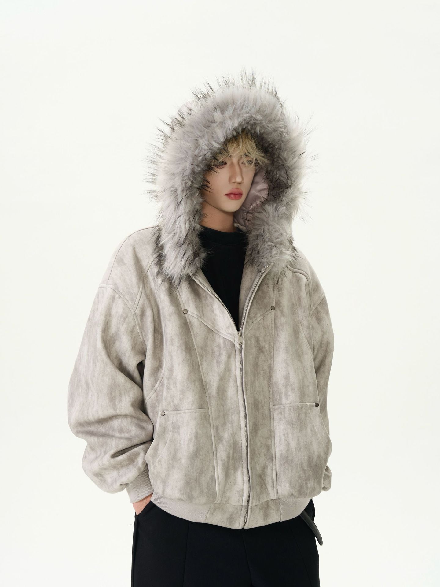 Unisex Edge Line Design Boa Jacket ボアジャケット ユニセックス